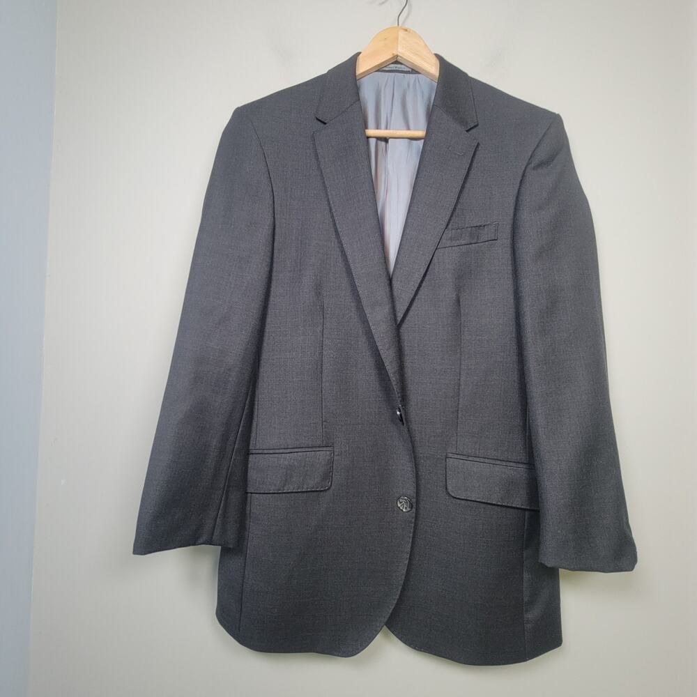 Samuel Windsor Mens 40 Pure New Wool Blazer Solid Gray